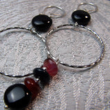 hoop earrings handmade with semi-precious beads