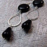 long black semi-precious bead earrings