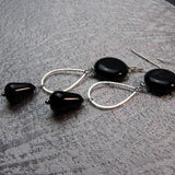 black onyx earrings semi-precious stone beads