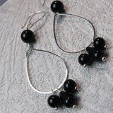 long drop earrings handmade silver black onyx