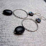 long drop hoop earrings handmade with semi-precious stone beads