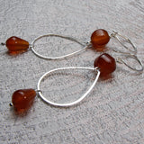 long drop carnelian bead earrings