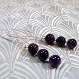 long drop purple handmade earrings