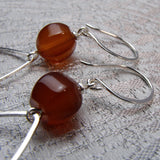 long drop earrings handmade carnelian beads