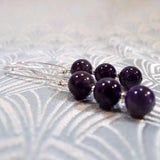 long semi-precious stone earrings, long amethyst semi-precious earring