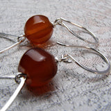 carnelian bead earring detail