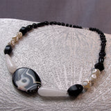 black white chunky necklace handmade uk