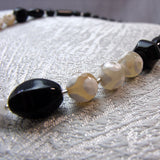 black white chunky semi-precious beads