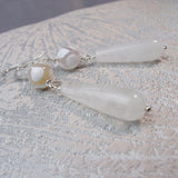 long handmade white earrings uk