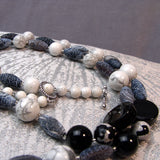 chunky black white semi-precious beads