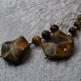 tigers eye beaded earrings handmade uk