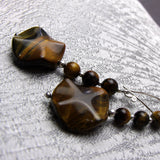 tigers eye semi-precious bead earrings