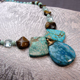 semi-precious stone blue chunky necklace uk