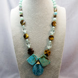 handmade chunky necklace with blue beads