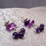 long drop purple amethyst bead earrings