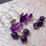 long purple semi-precious bead earrings handmade uk