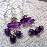 long drop semi-precious amethyst bead earrings
