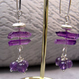 purple semi-precious bead handmade earrings