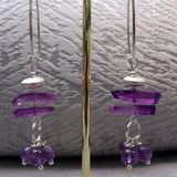 long drop purple semi-precious amethyst earrings handmade uk
