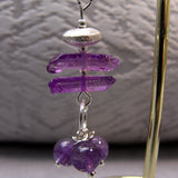 long dangle semi-precious bead earrings handmade purple amethyst beads