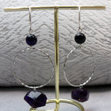 long handmade semi-precious bead hoop earrings