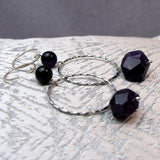 long drop purple bead earrings