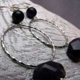 long drop hoop earring purple amethyst beads