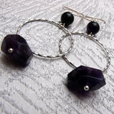 long drop semi-precious amethyst earrings