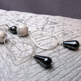 long semi-precious stone earrings design howlite hematite