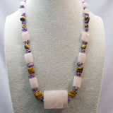 chunky rose quartz necklace