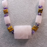 chunky necklace handmade rose quartz beads