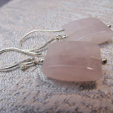 pink semi-precious bead earrings handmade rose quartz