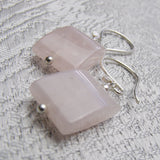 pink rose quartz earrings, handmade semi-precious bead jewellery uk