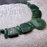 chunky green bead necklace handmade green aventurine