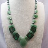 green necklace handmade green chunky semi-precious bead