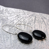 long black semi-precious bead earrings uk
