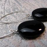 handmade black onyx bead earrings long length