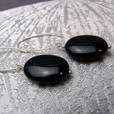 black onyx semi-precious bead earrings handmade uk