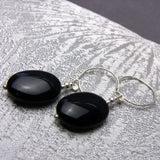 black onyx earrings handmade semi-precious black beads