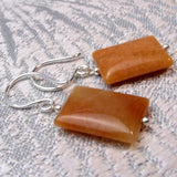 handmade red aventurine earrings, handmade orange semi-precious bead earrings