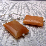 orange semi-precious bead earrings handmade red aventurine