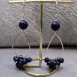 long drop blue beaded earrings