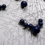 blue semi-precious bead long earring design