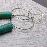 long hoop earrings with turquoise beads