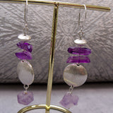 Long Handmade Statement Earrings, Long Semi-Precious Statement Earrings A50