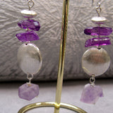 Long Handmade Statement Earrings, Long Semi-Precious Statement Earrings A50