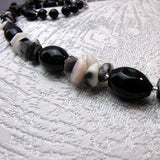 black white semi-precious beads