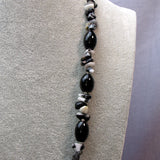 detail for black white semi-precious beaded necklace