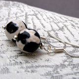 black white beaded earrings semi-precious beads