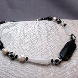 handmade black white semi-precious bead necklace uk